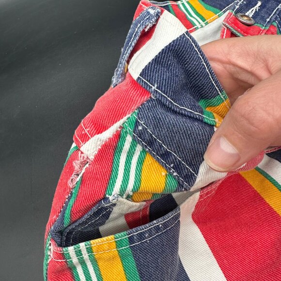 Vintage Striped Shorts Size 16 Denim 1990s Carriage Court Sport Fresh Prince - Picture 7 of 8